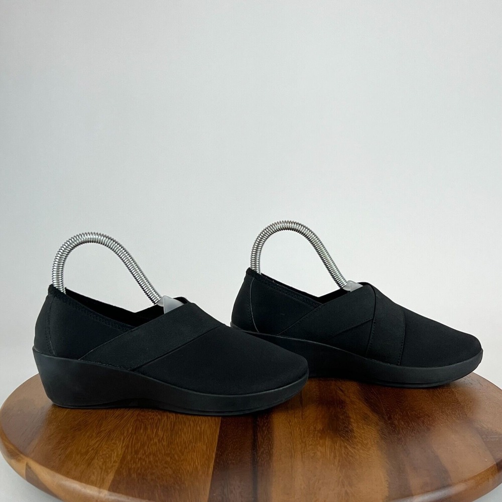 Womens Crocs Busy Day Wedge Heeled Comfort Black Clogs Shoes Size 6 M GUC